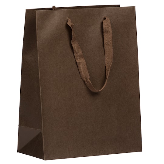 JAM Paper Large Chocolate Brown Matte Heavy Duty Kraft Gift Bags, 3ct.